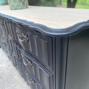 Black French Farmhouse, solid wood, 9-drawer, Triple Dresser, Dining Buffet, Server, Sideboard, Entryway Console, Media/TV console