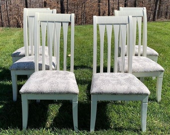 Gorgeous heavy wood dining chair, set of 4 dining chairs, painted dining chairs, white dining chairs