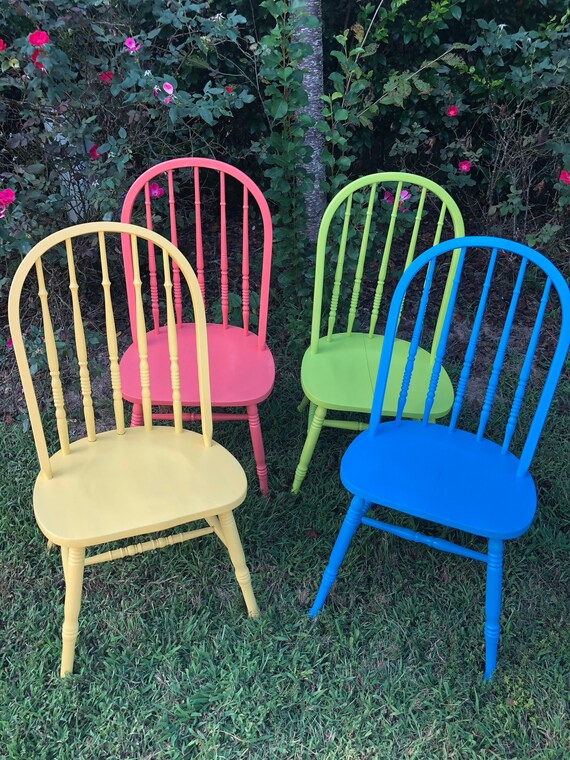 Set Of 4 Chairs Painted Chairs Dining Chairs Kitchen Etsy