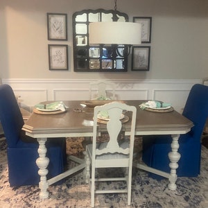 Completely Refinished, Antique JAcobean Dining Set, Dining chairs, painted Dining Furniture