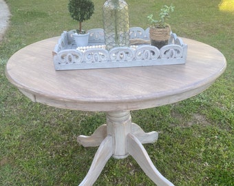 Small wooden entryway table dinette table pedestal table round table 36” table upcycled table