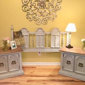 Antique Bedroom Set, Vintage Bedroom Set, Antique Headboard, Vintage Headboard, Queen Bed, Antique Night Stand, Vintage Gray Bed, Ornate Bed
