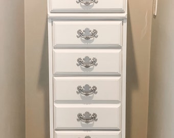 Painted lingerie chest, lingerie cabinet, painted storage, 5 drawer chest, bathroom cabinet, bathroom storage, small chest, narrow cabinet