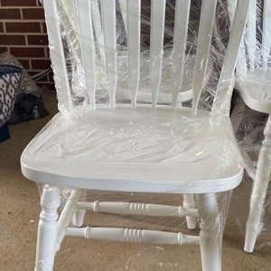 Mixed set of painted farm style kitchen chairs, farmhouse dining, shabby chic chairs, painted chairs, upcycled dining