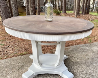 Round Dining Table,  Wood Table,  Country Cottage, Upcycled furniture, distressed furniture, farmhouse table, farm house dining, farmhouse