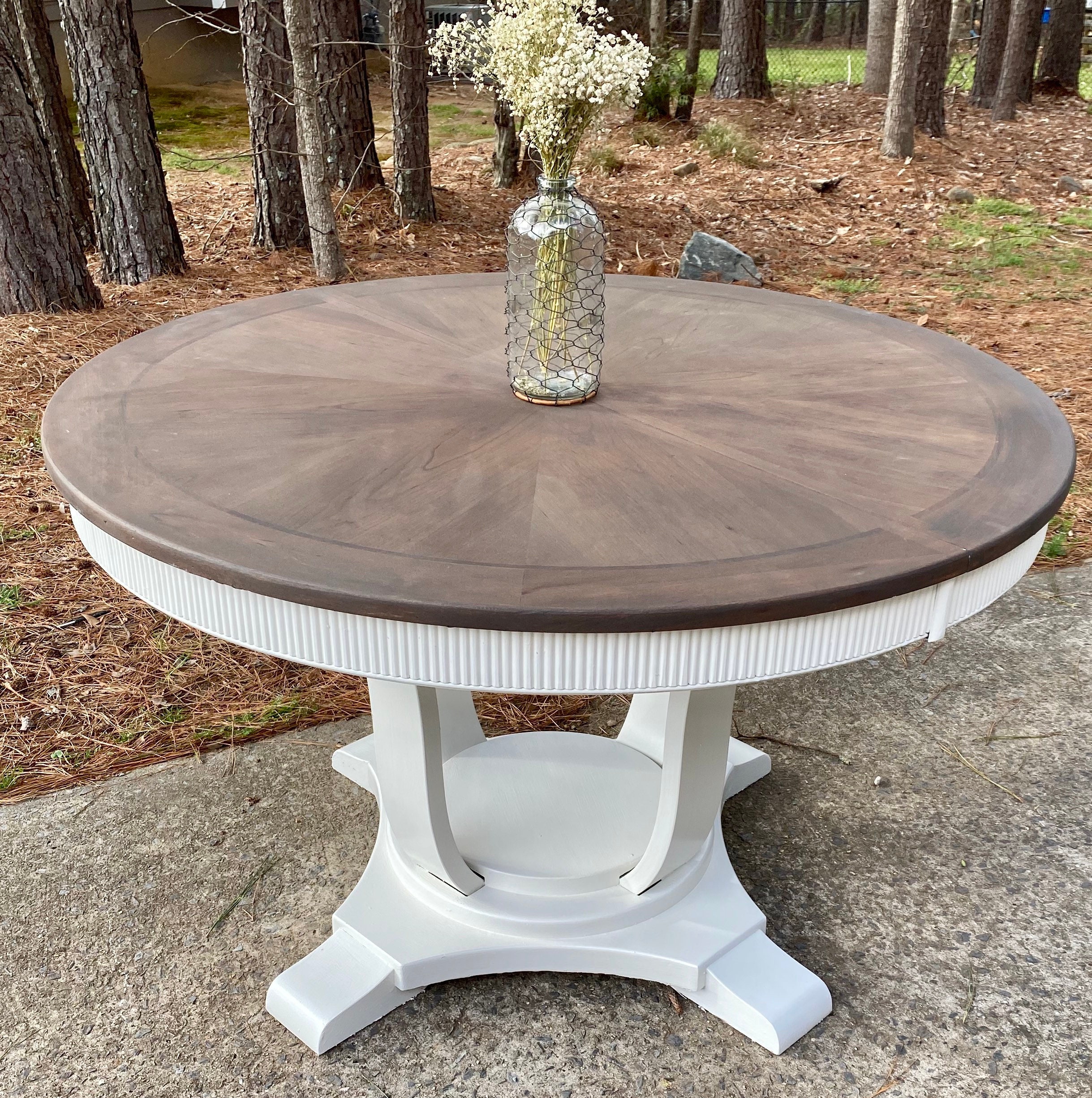 Round Dining Table Wood Table Country Cottage Upcycled Etsy UK