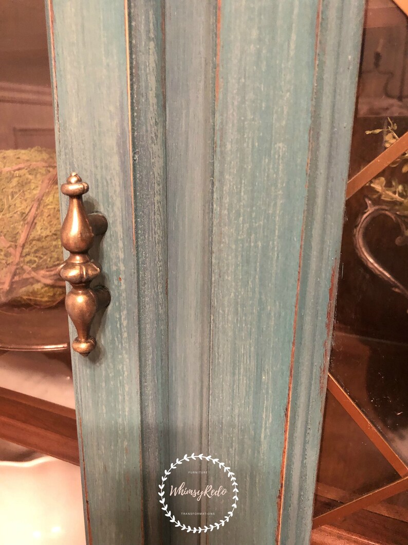SOLD Teal painted Entryway Display Case Cottage Etsy