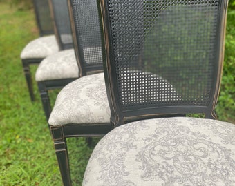 Dining chairs, refinished chairs, antique chairs, mid century chairs, cane backs chairs, painted chairs, upcycled chairs, vintage chairs