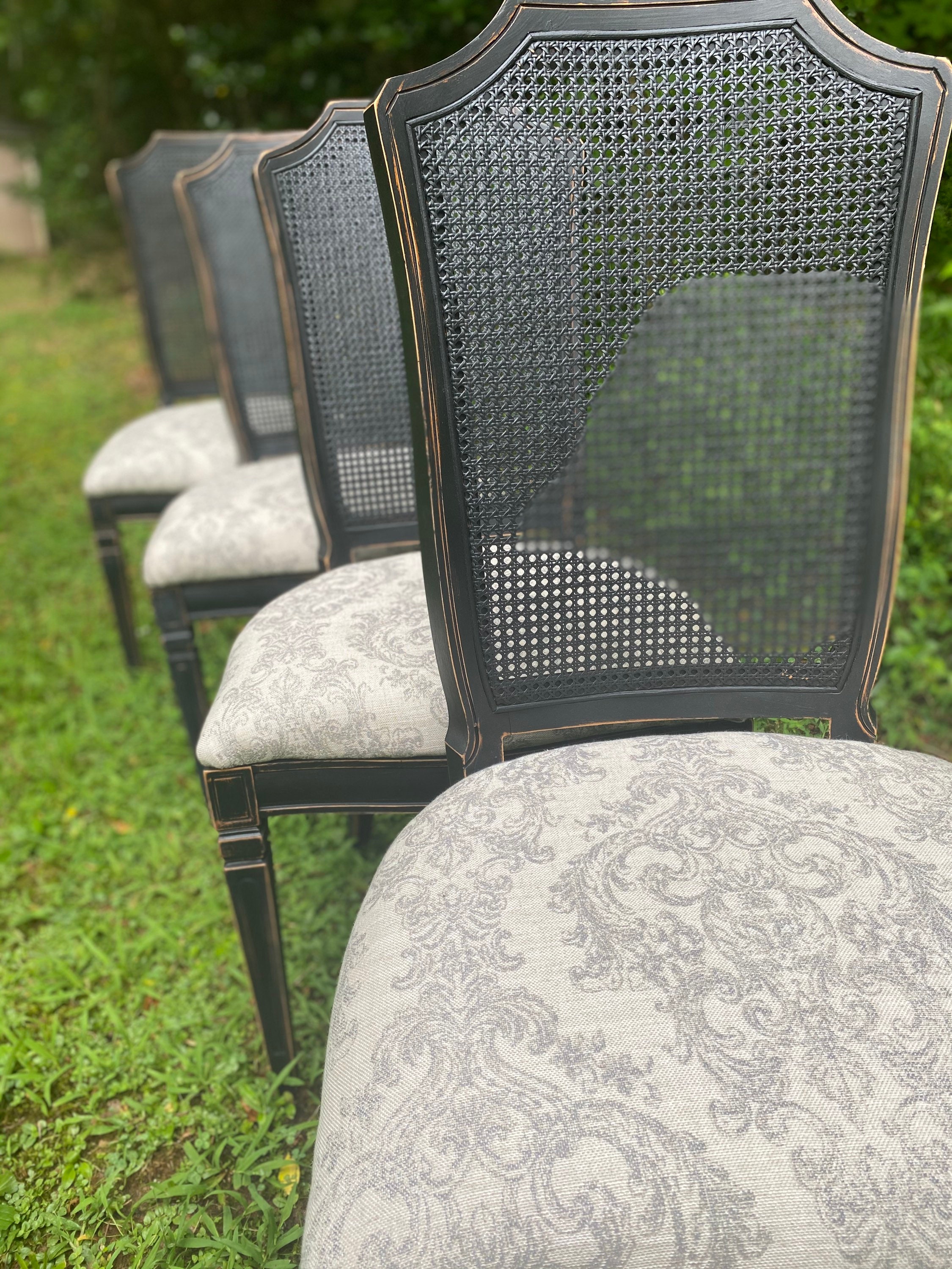 Black Cane Dining Chairs Etsy