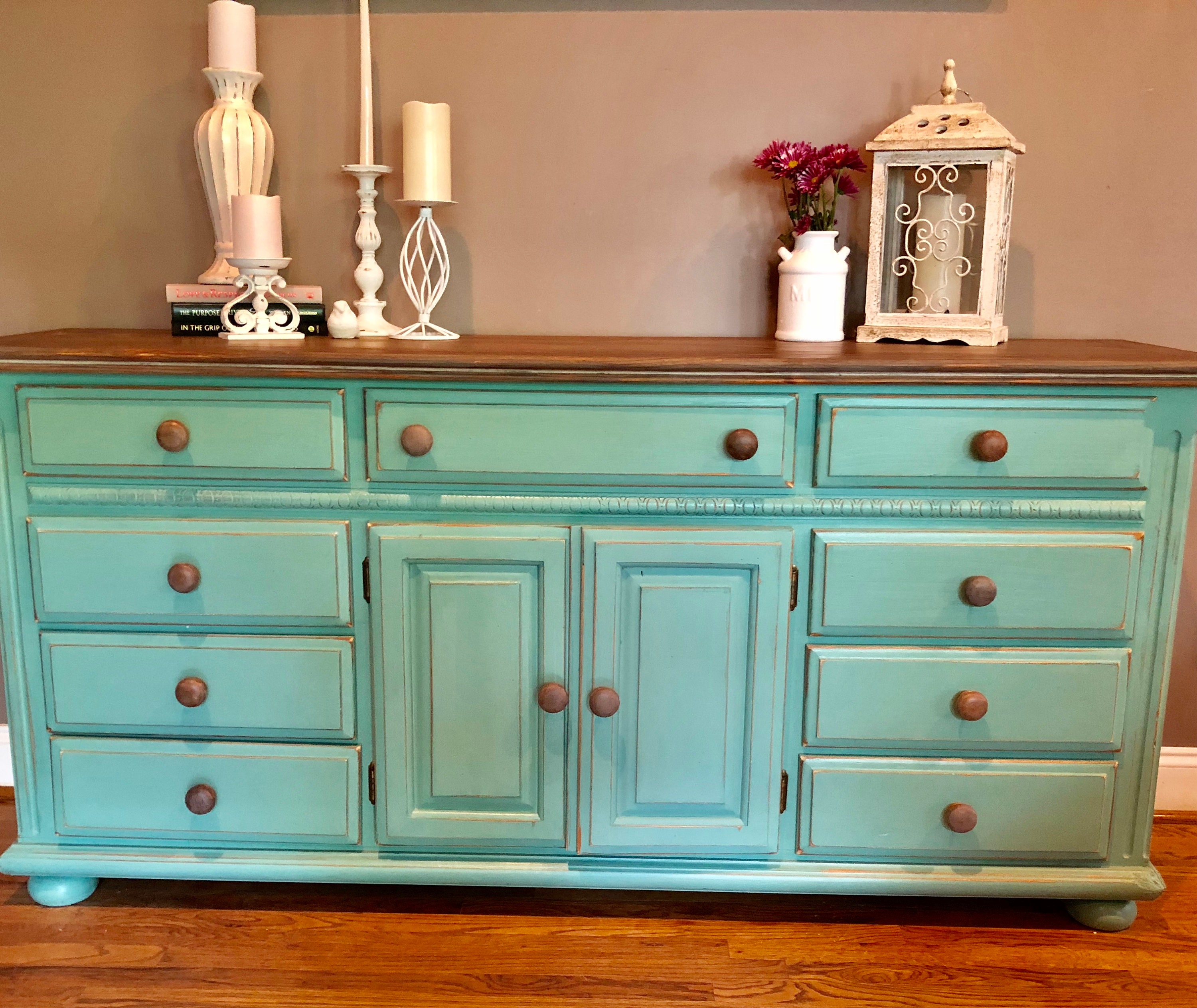 SOLD Blue Buffet Blue Dresser Boho Dresser Boho Buffet