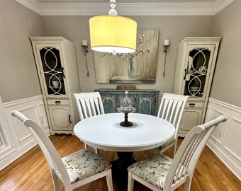 IN STOCK! Gorgeous heavy wood dining chair, set of 4 dining chairs, painted dining chairs, white dining chairs