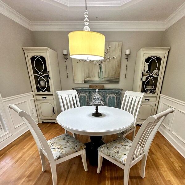 IN STOCK! Gorgeous heavy wood dining chair, set of 4 dining chairs, painted dining chairs, white dining chairs