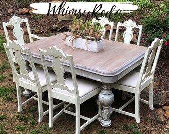Antique Dining Table,  Jacobian Dining Table,  Antique Dining Chairs, Farm house table, farmhouse table, painted furniture
