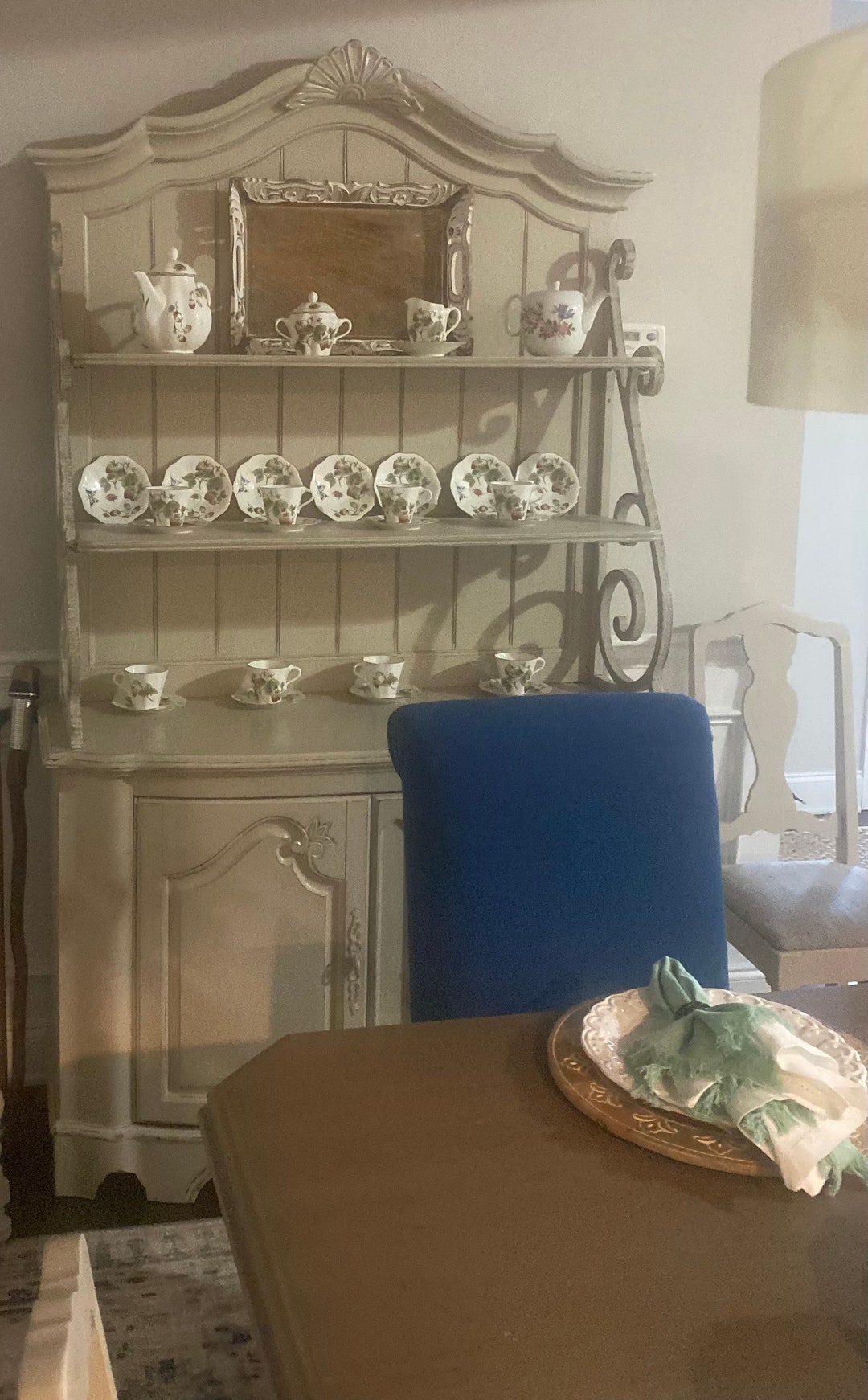 Solid Wood, French Country China Hutch W/metal Accents, Linen Storage ...