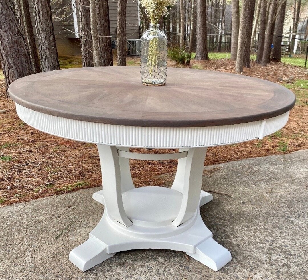 Custom Refinished Dining Table Pedestal Table Painted Table Etsy