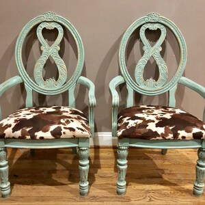 Cow print kitchen chairs hot sale