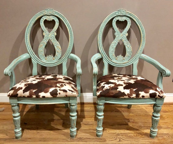 Custom Accent Chairs Cowhide Chairs Cowhide Chair Cowhide Dining Chairs Dining Chair Accent Chair Vintage Chair Painted Chair Etsy