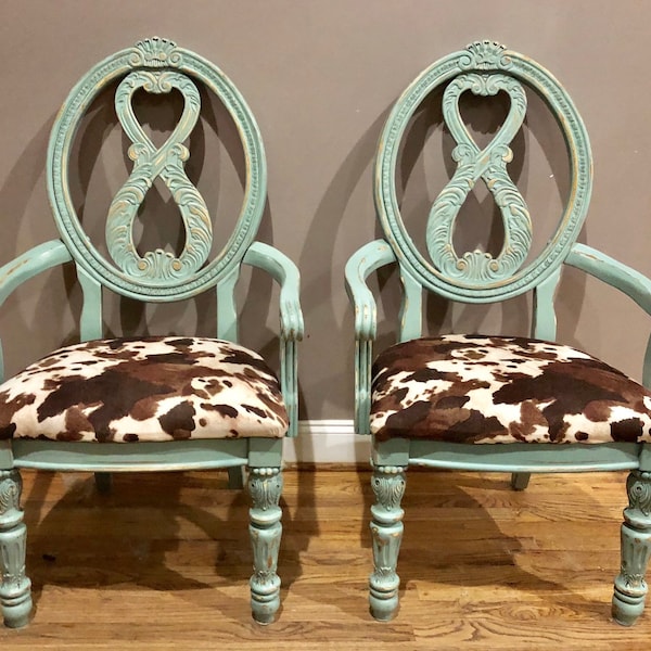 Vintage Cowhide Dining Chair Etsy