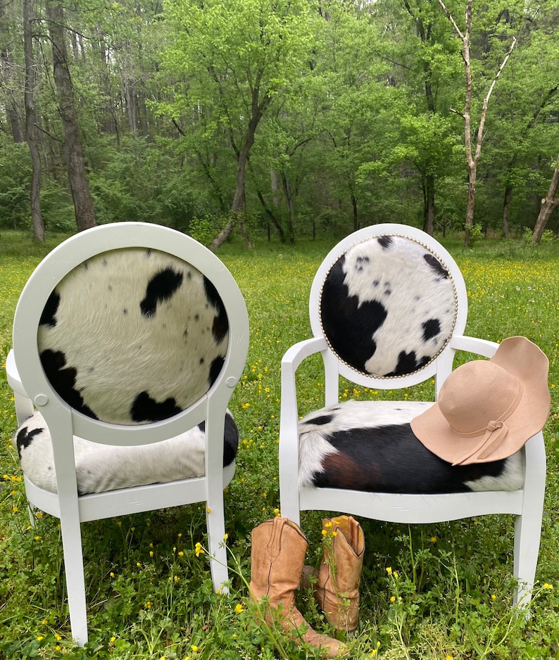 Cowhide Dining Chairs Authentic Cowhide Cowhide Upholstered Etsy