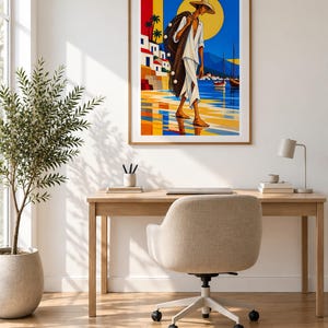 Fisherman by the Mediterranean Sea — unframed fine art print. Frames and room accessories are not included.