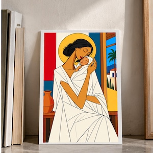 A Mother's Embrace — digital illustration shown as a display example. No physical item, frame or props included.