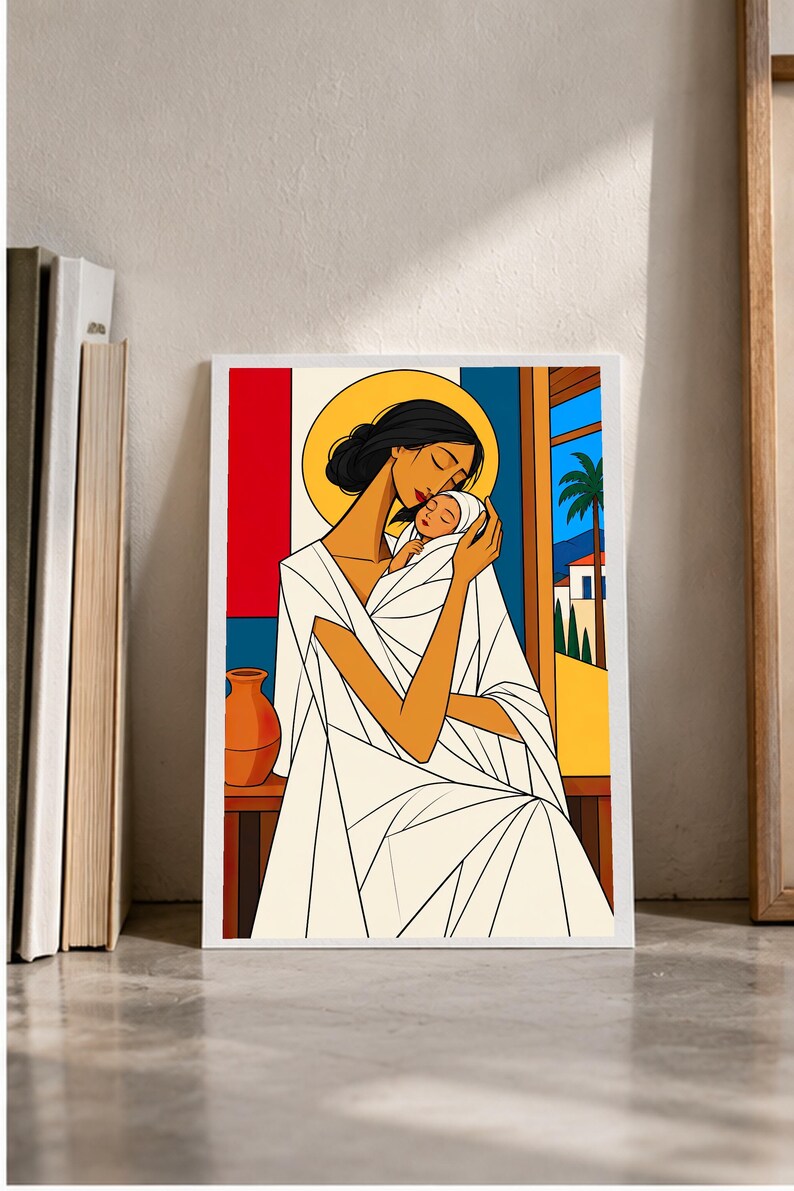 A Mother's Embrace — digital illustration shown as a display example. No physical item, frame or props included.