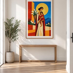 Mother and Child Under the Golden Sun — unframed fine art print. Frames and room accessories are not included.