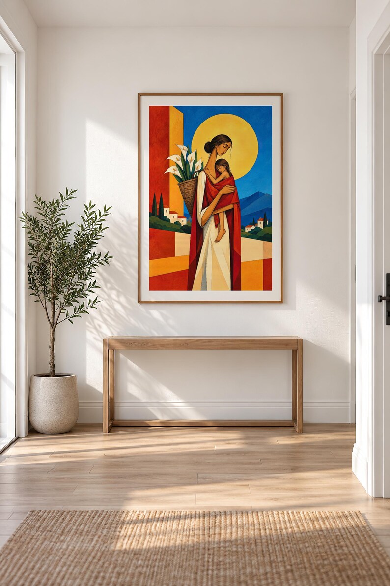 Mother and Child Under the Golden Sun — unframed fine art print. Frames and room accessories are not included.