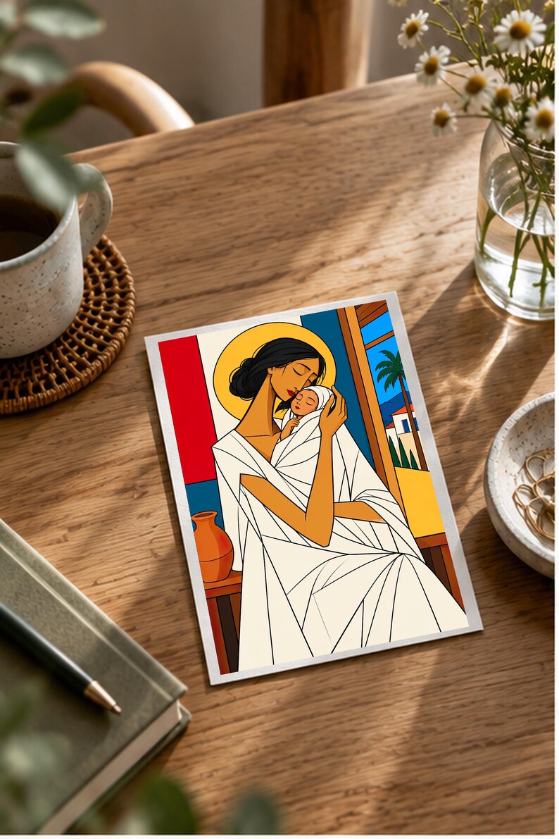 A Mother's Embrace — digital illustration shown as a display example. No physical item, frame or props included.