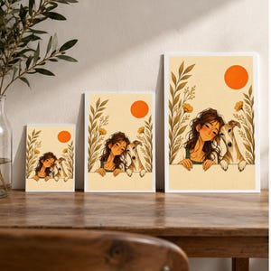 Autumn Friendship — digital illustration shown as a display example. No physical item, frame or props included.