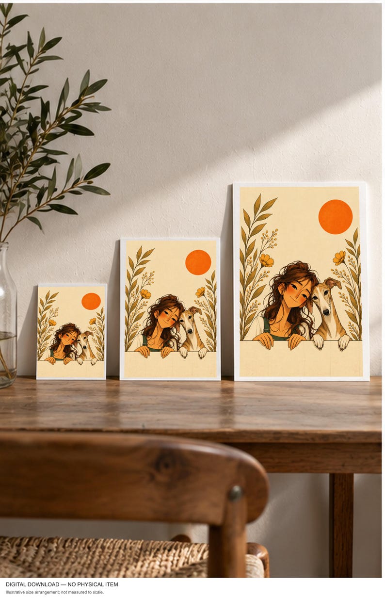 Autumn Friendship — digital illustration shown as a display example. No physical item, frame or props included.