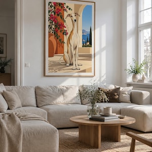 Mediterranean Greyhound — unframed fine art print. Frames and room accessories are not included.