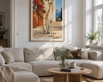 Mediterranean Greyhound Art Print, 40x60 cm Unframed Wall Art, Contemporary Fine Art by Zhydora