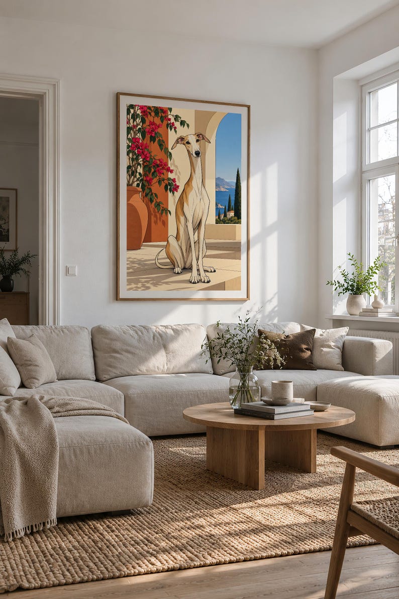 Mediterranean Greyhound — unframed fine art print. Frames and room accessories are not included.