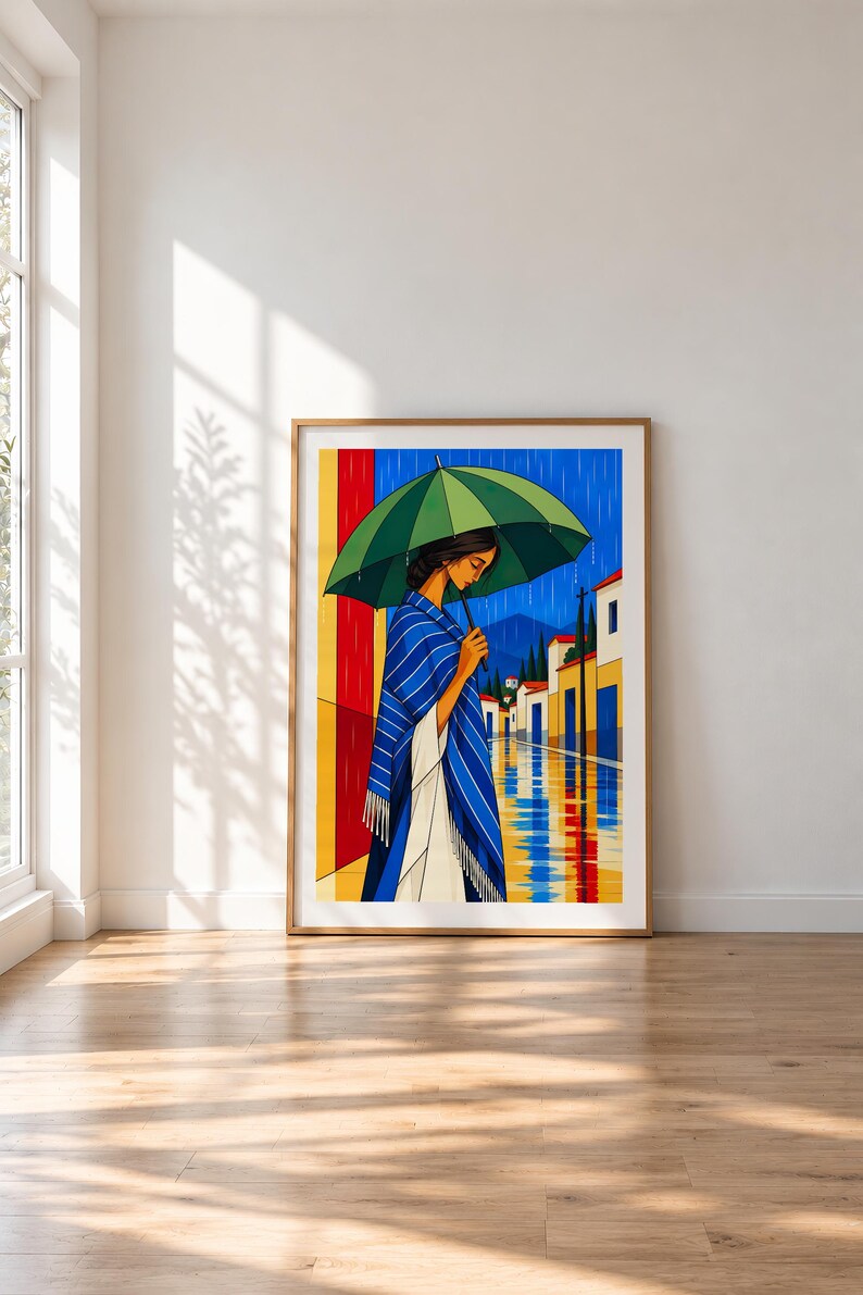 The Girl in the Rain — unframed fine art print. Frames and room accessories are not included.