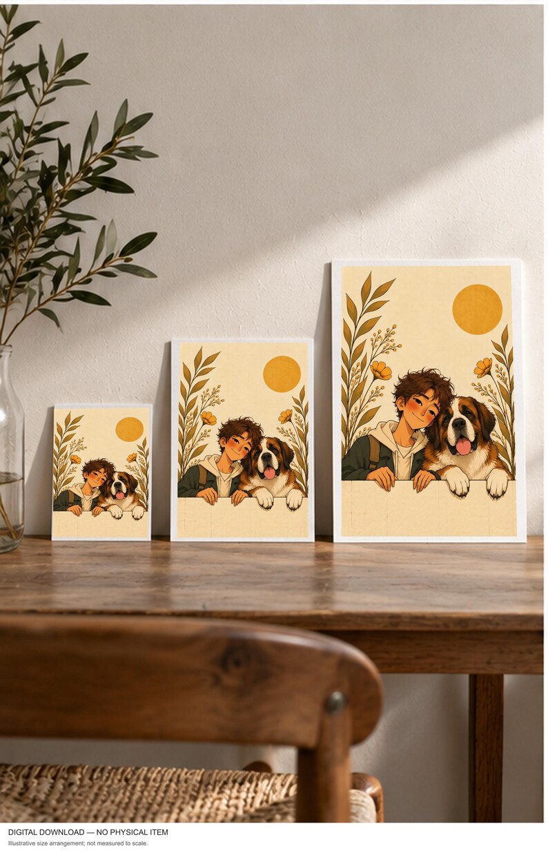 Golden Sun Friendship — digital illustration shown as a display example. No physical item, frame or props included.