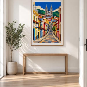 Street to the Cathedral — Quito, Ecuador — unframed fine art print. Frames and room accessories are not included.