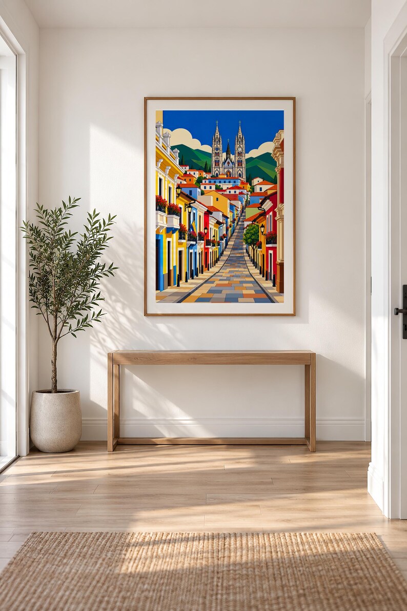 Street to the Cathedral — Quito, Ecuador — unframed fine art print. Frames and room accessories are not included.
