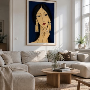 Woman with Golden Jewellery — unframed fine art print. Frames and room accessories are not included.