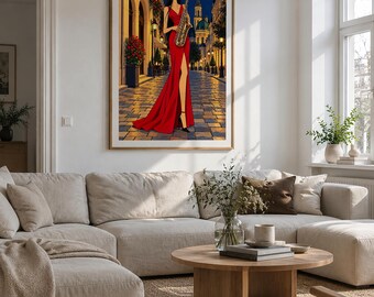 Saxophonist Under the Moon Art Print, 40x60 cm Unframed Wall Art, Contemporary Fine Art by Zhydora