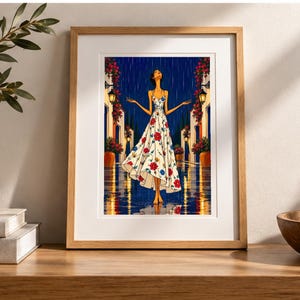 Serenity in the Rain — digital illustration shown as a display example. No physical item, frame or props included.