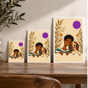 Purple Sun Friendship — digital illustration shown as a display example. No physical item, frame or props included.