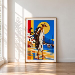 Fisherman by the Mediterranean Sea — unframed fine art print. Frames and room accessories are not included.