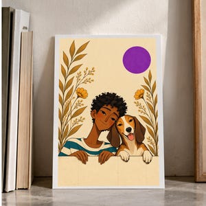 Purple Sun Friendship — digital illustration shown as a display example. No physical item, frame or props included.