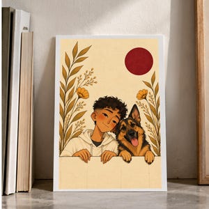 Friendship by the Garden Wall — digital illustration shown as a display example. No physical item, frame or props included.