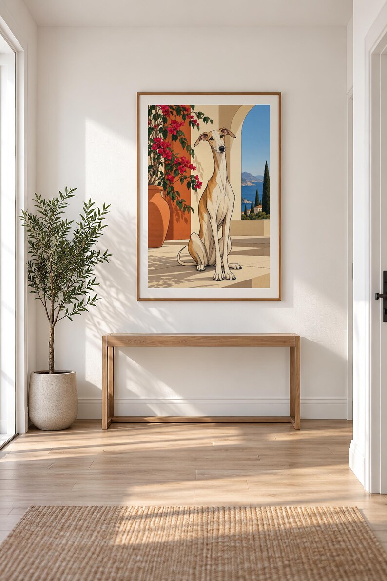 Mediterranean Greyhound — unframed fine art print. Frames and room accessories are not included.