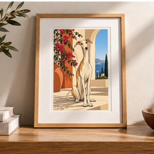 Mediterranean Greyhound — digital illustration shown as a display example. No physical item, frame or props included.