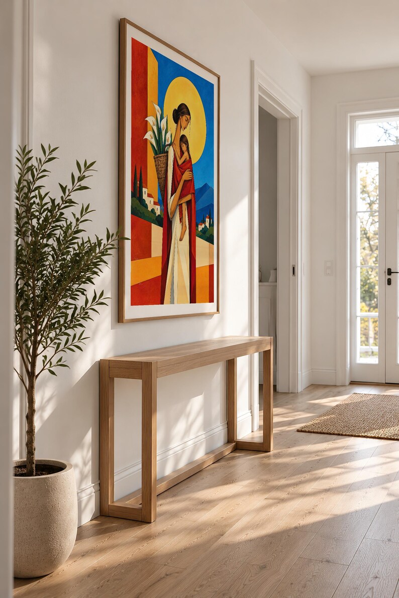 Mother and Child Under the Golden Sun — unframed fine art print. Frames and room accessories are not included.