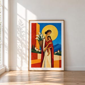 Mother and Child Under the Golden Sun — unframed fine art print. Frames and room accessories are not included.
