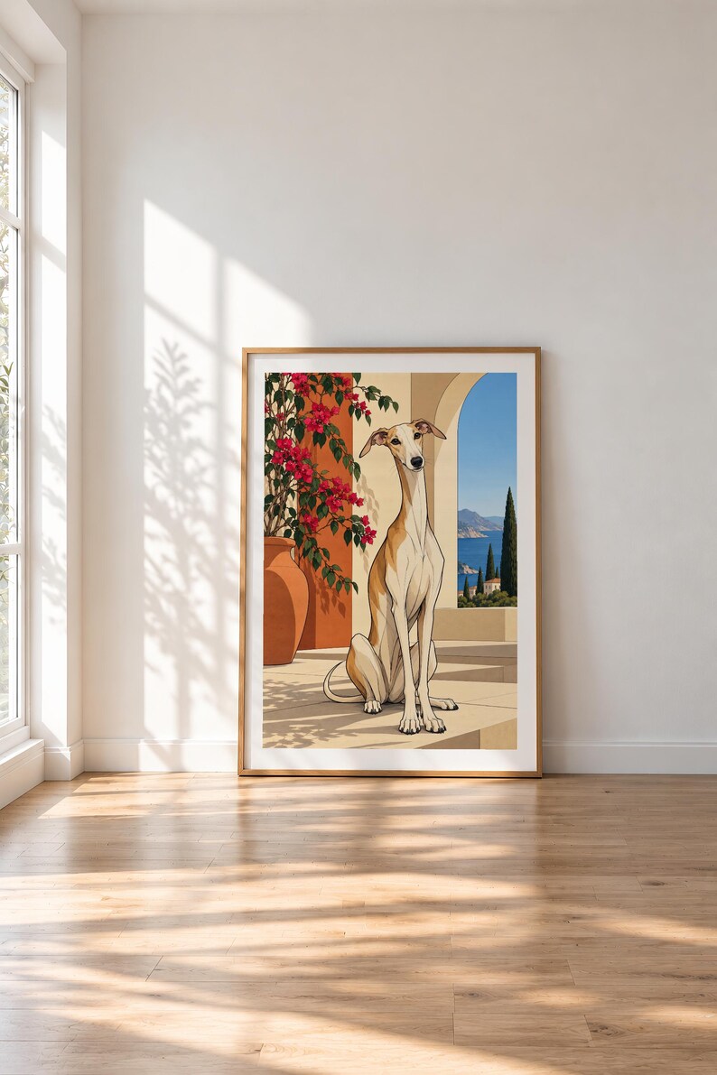 Mediterranean Greyhound — unframed fine art print. Frames and room accessories are not included.